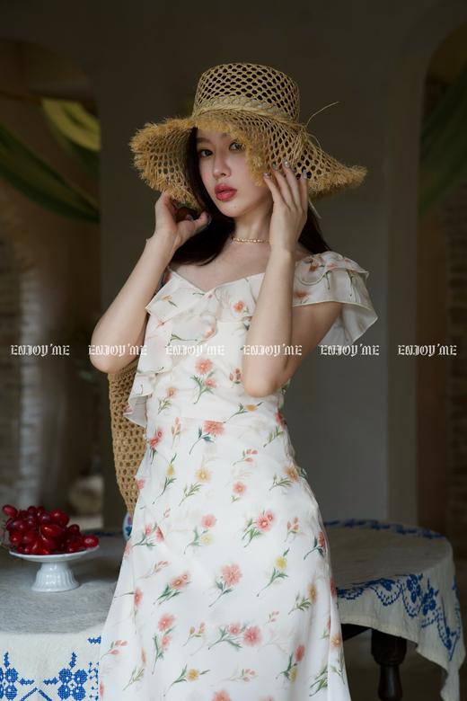 【门店同款】ENJOY夏季南法-细闪荷叶边碎花裙 157302411 商品图2