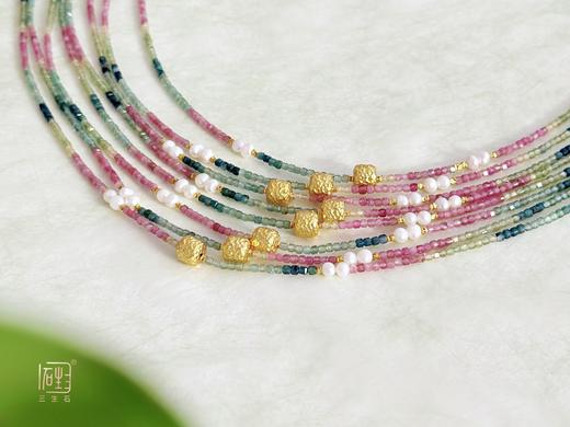 天然彩色碧玺小方糖设计项链 商品图7