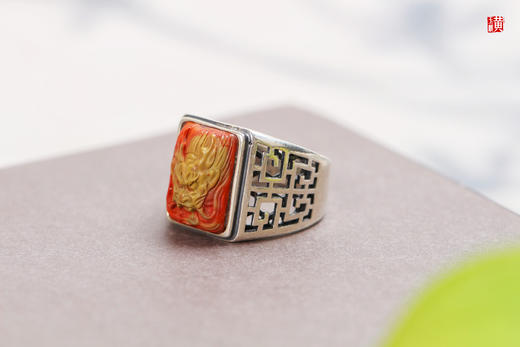 南红龙戒【飞龙在天】，925银镶 商品图1