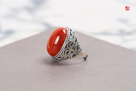 南红戒指【炽热】，925银镶 商品图2