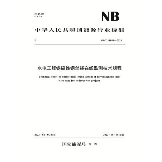 水电工程铁磁性钢丝绳在线监测技术规程（NB/T 11099—2023） 商品图0