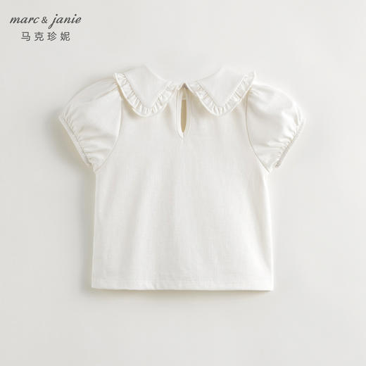 马克珍妮女童绣花娃娃领泡泡袖短袖T恤儿童上衣夏装新款240706 商品图2