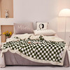 欧伊语ins风棋盘格纯色牛奶绒毛毯双层加厚羊羔绒毯 商品缩略图8