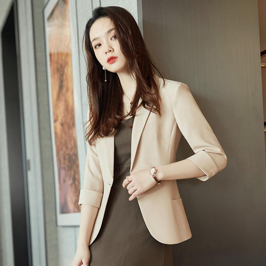 雀说休闲小西装外套七分袖绿色高级感短款西服薄款AL8112 商品图3