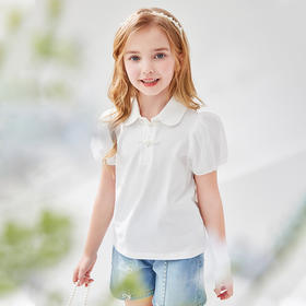 笛莎Deesha T恤2024夏季新款翻领短袖T恤