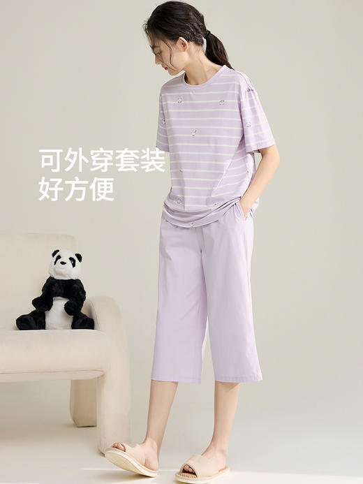 康妮雅女式短袖中裤套头套装 商品图6