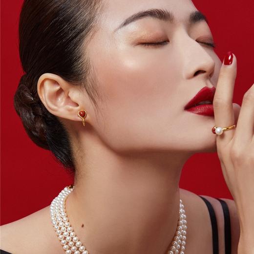 Pearl moments 珠玉系列 南红小心心天然淡水珍珠耳夹（两种佩戴方式）（该商品不支持用券） 商品图4