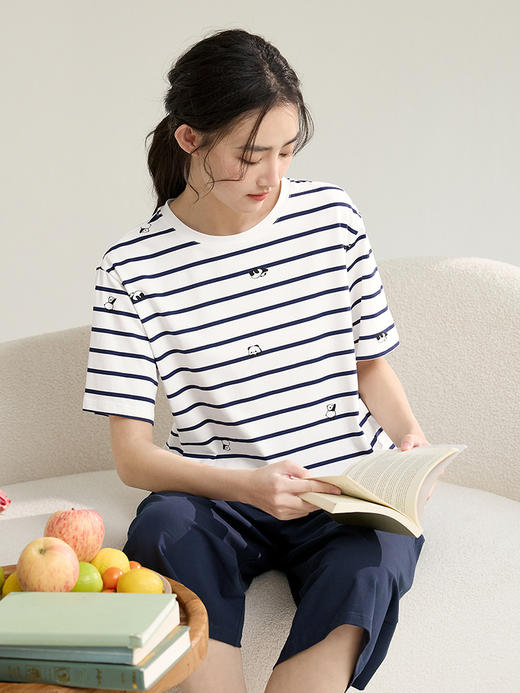 康妮雅女式短袖中裤套头套装 商品图2