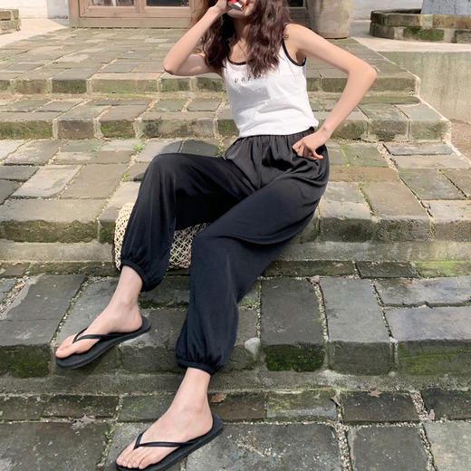 【雪纺面料，清凉贴身！】大码女装夏季凉凉裤显瘦阔腿裤胖mm防蚊裤宽松高腰雪纺垂感长裤子-lm！-ry 商品图4