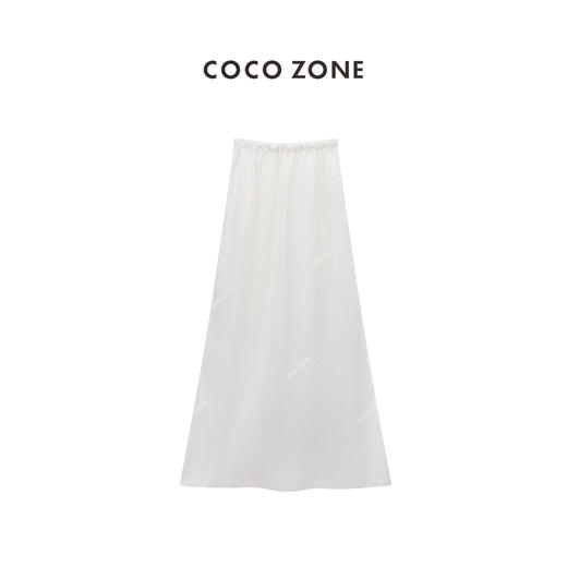 COCO ZONE"白麻半裙“高级感气质白色半身裙时尚通勤中长裙CC1B0811 商品图11