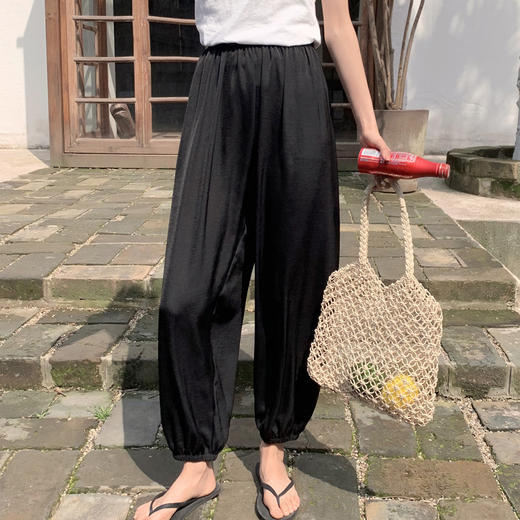 【雪纺面料，清凉贴身！】大码女装夏季凉凉裤显瘦阔腿裤胖mm防蚊裤宽松高腰雪纺垂感长裤子-lm！-ry 商品图5