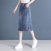TZF-天丝牛仔半身裙女2024年新款夏季高腰中长款开叉薄款一步包臀裙子 商品缩略图8