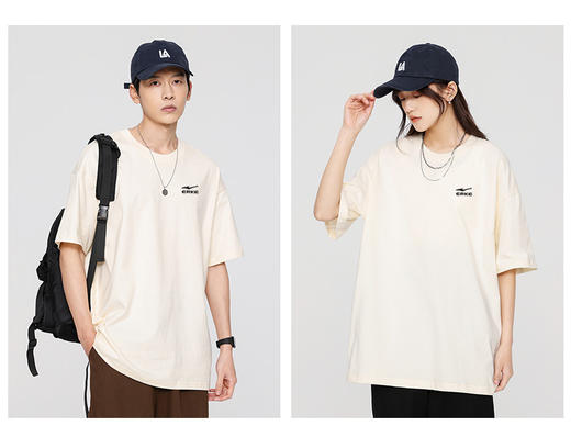 【2件仅89 国货大牌】鸿星尔克240g精梳纯棉宽松短袖圆领T恤（情侣款）（选两件加入购物车一起下单，拍一件不发） 商品图5