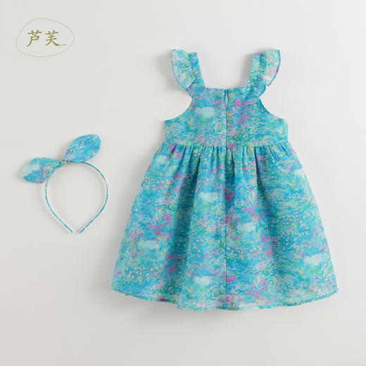 【马克珍妮 芦芙】2024夏装女童莫奈花园棉真丝飞袖连衣裙240370 商品图2