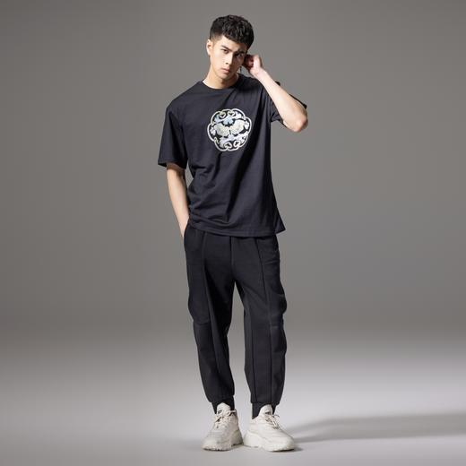 PINLI品立2024新中式夏季新款男烫钻烫画圆领短袖T恤BG242111020 商品图1