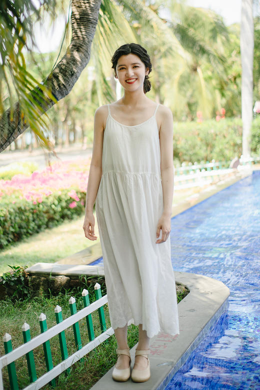 【茉莉私服】绽放281朵/白色纯棉蕾丝下摆连衣裙叠穿打底吊带长裙 商品图5