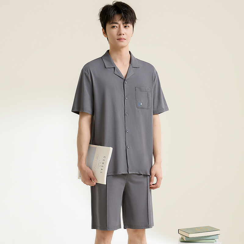 康妮雅男式短袖短裤开襟套装