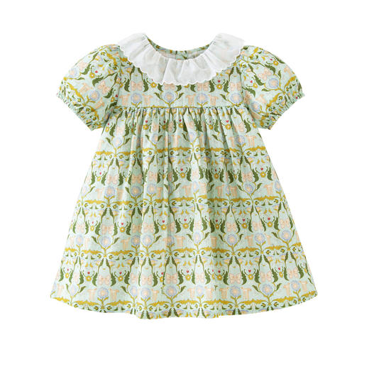 迷你巴拉女童连衣裙宝宝可爱娃娃领泡泡袖纯棉清新印花公主裙 商品图4