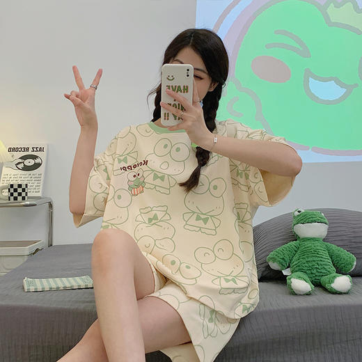 【颜值天花板！超可爱家居服套装】升级宽松慵懒版型，超软超亲肤！女夏季短袖草莓熊卡通睡衣睡裤两件套 商品图7