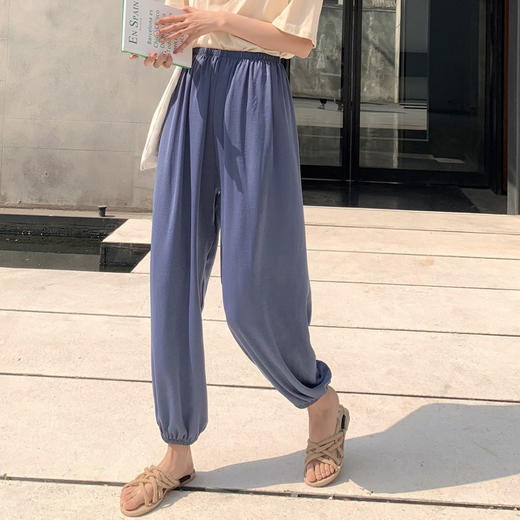 【雪纺面料，清凉贴身！】大码女装夏季凉凉裤显瘦阔腿裤胖mm防蚊裤宽松高腰雪纺垂感长裤子-lm！-ry 商品图2