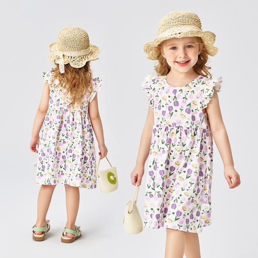 【90-130】【精典泰迪】女童花边小飞袖碎花连衣裙 商品图2