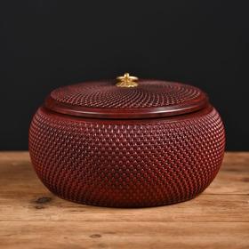 檀实木制密封罐围棋罐储茶罐实木茶道茶叶罐红木茶室摆件