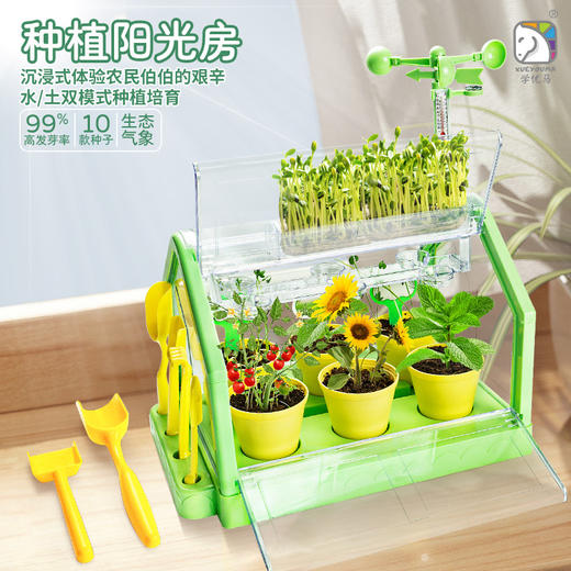 【沉浸式种植体验 四季可种】学优马阳光房种植 360度全景阳光房 零距离观察植物 儿童种菜科学实验盆栽玩具 商品图0