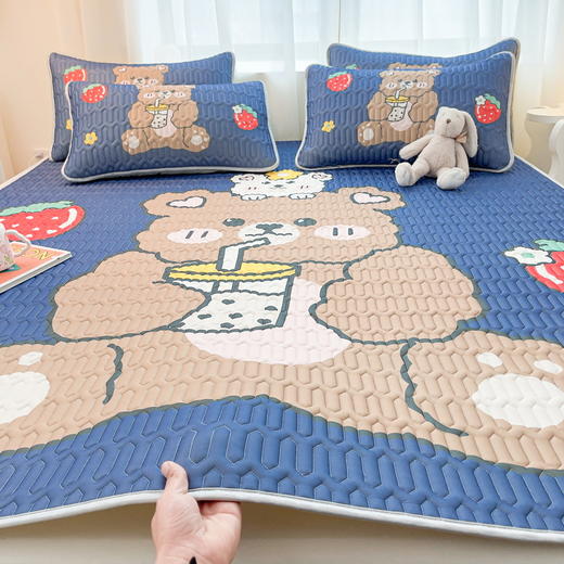 【下架】自然醒A类凉感冰丝乳胶凉席三件套夏季可洗衣机水洗空调软席可折叠DLN 商品图5