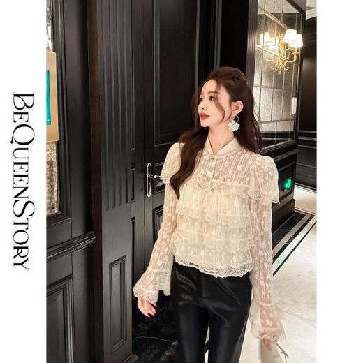 【孤品样衣，不退不换】  【花想娇容】时尚轻奢百搭蕾丝法式千金气质早春衬衫女 商品图0