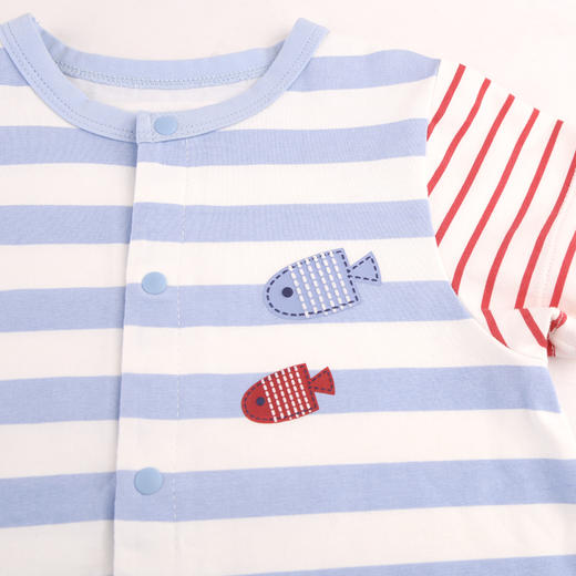 棉果果夏季新品男童纯棉条纹对开连体衣M212722224271 商品图1