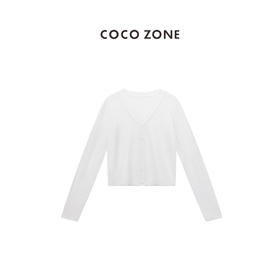 COCO ZONE2024“高知防晒”时尚V领长袖针织开衫气质单排纯色上衣CC1B0810