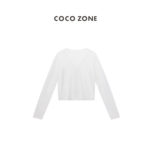 COCO ZONE2024“高知防晒”时尚V领长袖针织开衫气质单排纯色上衣CC1B0810 商品图0