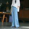 绽放194朵/高端斜纹天丝高支亚麻白色全要松紧宽松弯刀阔腿休闲裤 商品缩略图1