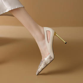 【预售5天】性感优雅，尖头拼接细跟高跟单鞋MY&A211