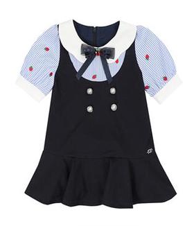 小草莓假两件娃娃裙