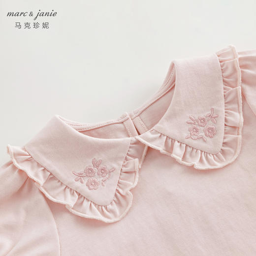 马克珍妮女童绣花娃娃领泡泡袖短袖T恤儿童上衣夏装新款240706 商品图3