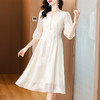 AHM-5130法式小香风白色V领连衣裙夏季新款简约时尚收腰显瘦中长裙 商品缩略图3