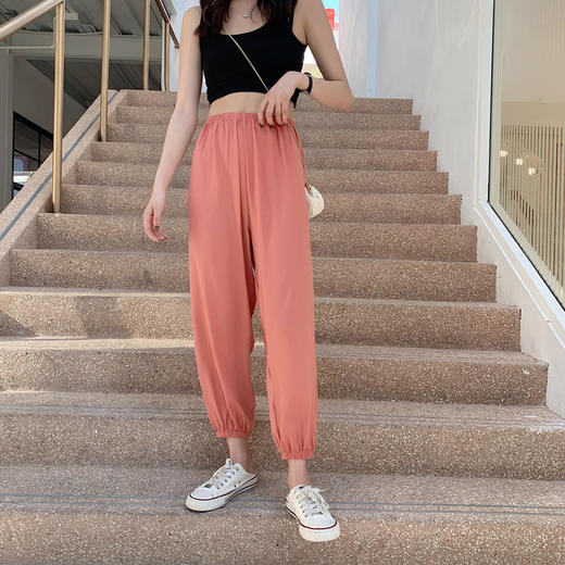 【雪纺面料，清凉贴身！】大码女装夏季凉凉裤显瘦阔腿裤胖mm防蚊裤宽松高腰雪纺垂感长裤子-lm！-ry 商品图9