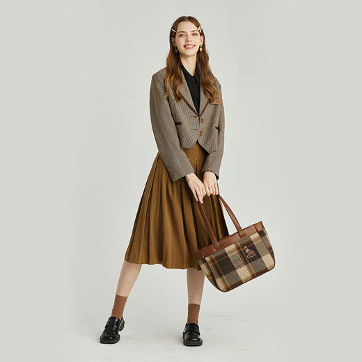 大英博物馆 盖亚·安德森猫系列 格纹休闲通勤大容量单肩包通勤包 商品图3