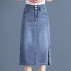 TZF-天丝牛仔半身裙女2024年新款夏季高腰中长款开叉薄款一步包臀裙子 商品缩略图0