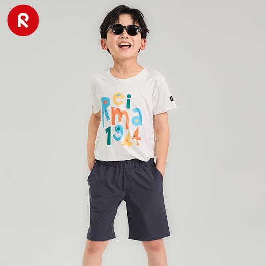 reima男女儿童T恤大童2024春夏新款木糖醇凉感防晒白色圆领短袖 商品图3