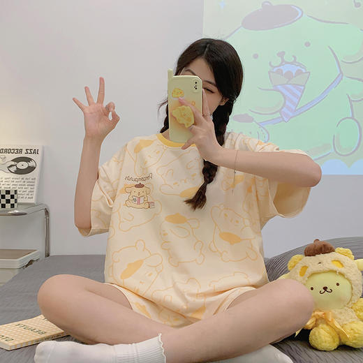 【颜值天花板！超可爱家居服套装】升级宽松慵懒版型，超软超亲肤！女夏季短袖草莓熊卡通睡衣睡裤两件套 商品图5