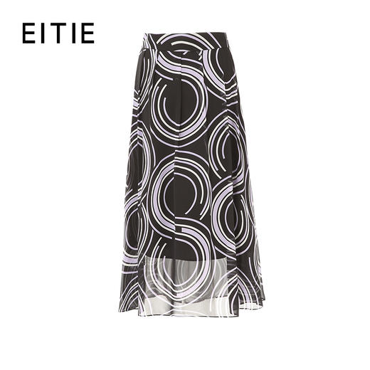EITIE爱特爱夏季新款高腰a字飘逸印花通勤半身裙7806508 商品图5