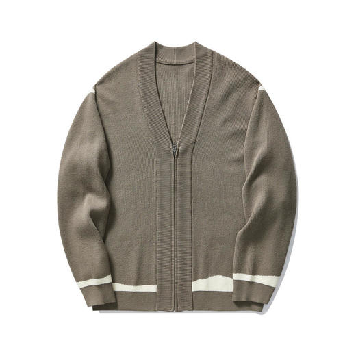 墨麦客时尚v领针织夹克男2024春新款不规则线条撞色男士外套20536 商品图5