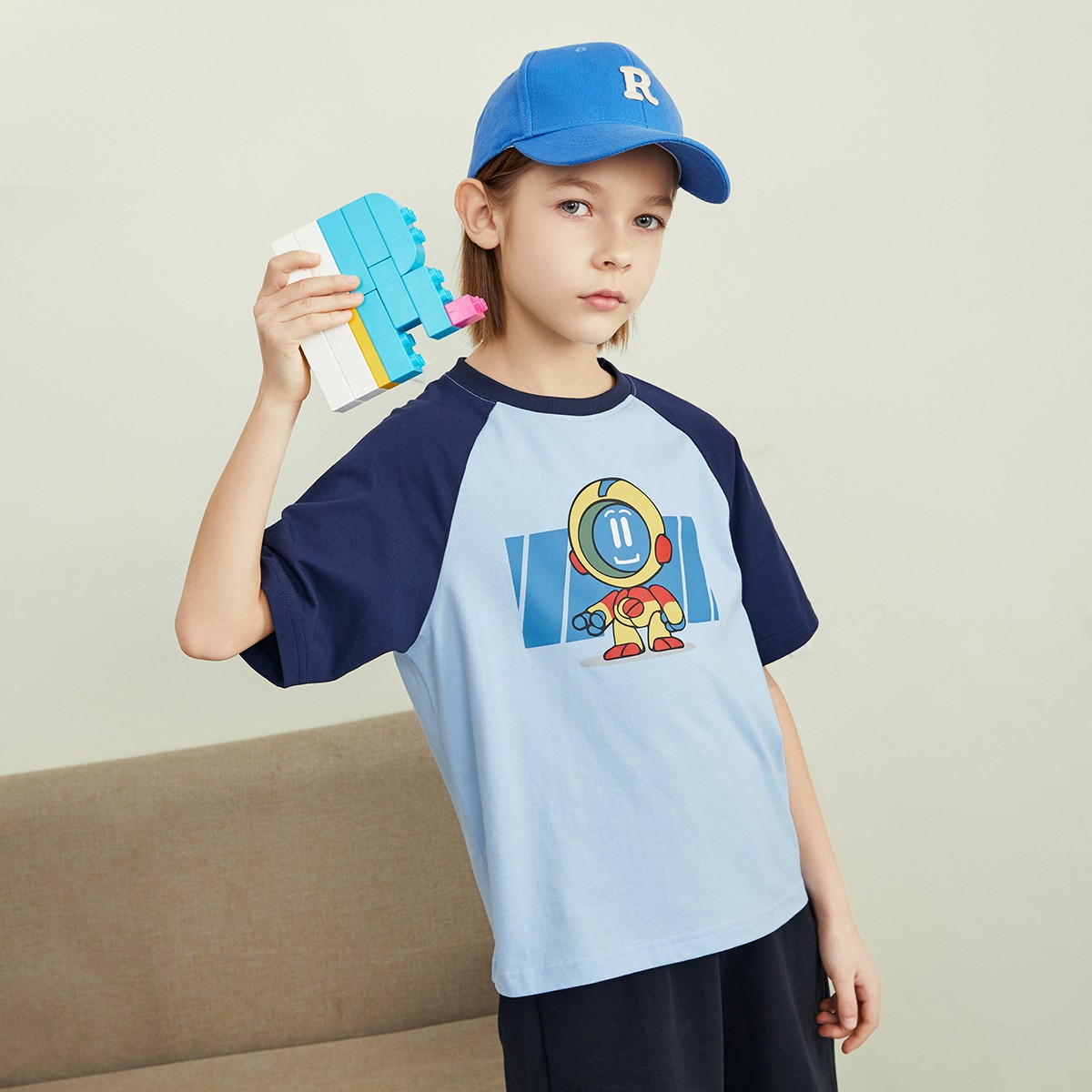 【秒1】【MQD】童装男童夏季新款卡通印花圆领休闲T恤撞色时尚卡通903