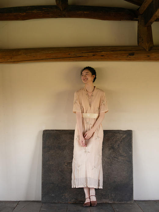 牧衣游原创 机绣丝棉连衣裙女夏新款轻薄文艺气质长裙 森林来信 商品图3