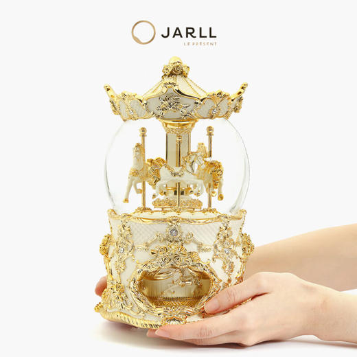 JARLL 150MM 旋转木马音乐盒水球 PE2103 金色 商品图2