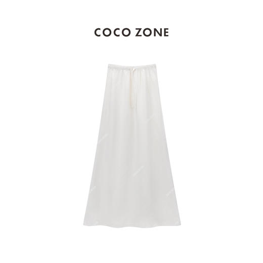 COCO ZONE"白麻半裙“高级感气质白色半身裙时尚通勤中长裙CC1B0811 商品图12