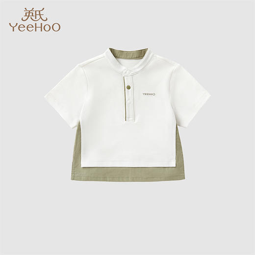 英氏-童衣类（夏）H4英针圆领短套衣英氏白100CM 商品图0
