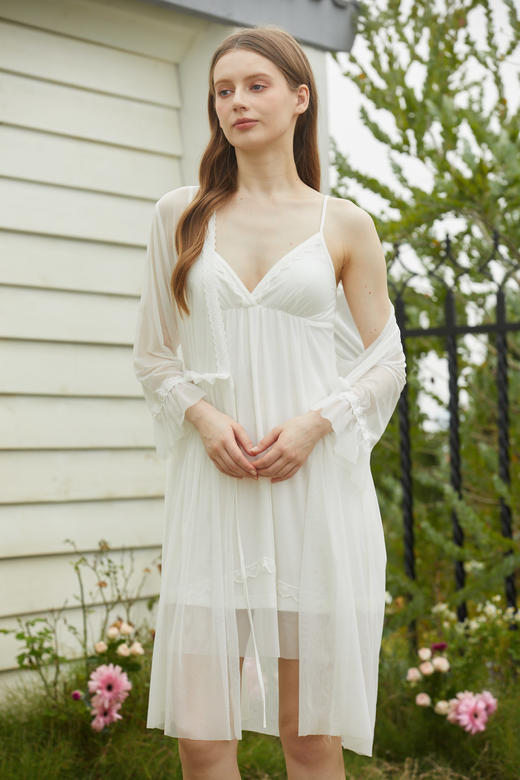 【第二件 0 元｜ 满2件 5 折】【秀黛】女仙女纱纱中袖两件套装女士夏季吊带外套睡衣L1551001T【门店同款】 商品图1